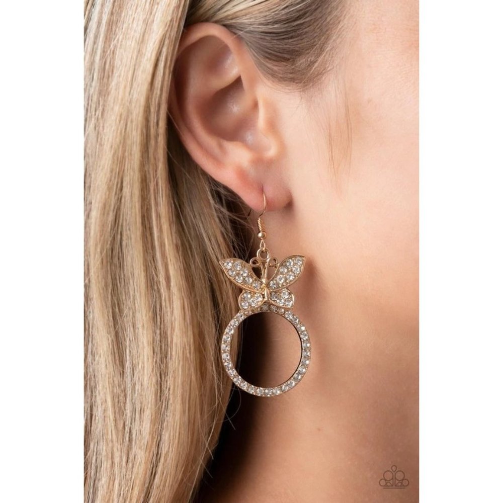 Paparazzi Paradise Found - Gold - Butterfly Earrings